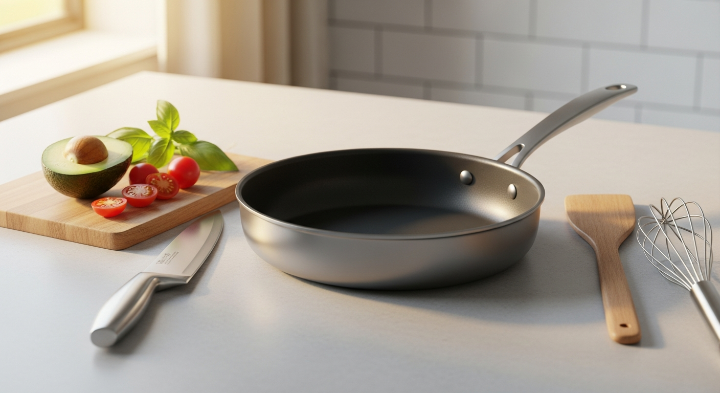 Taima Pure Titanium Classic Pan Pro cookware displayed on kitchen stovetop