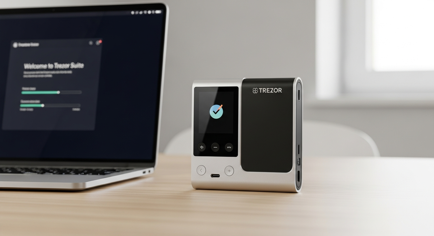Trezor Safe 3 hardware wallet device with USB-C cable and recovery seed card