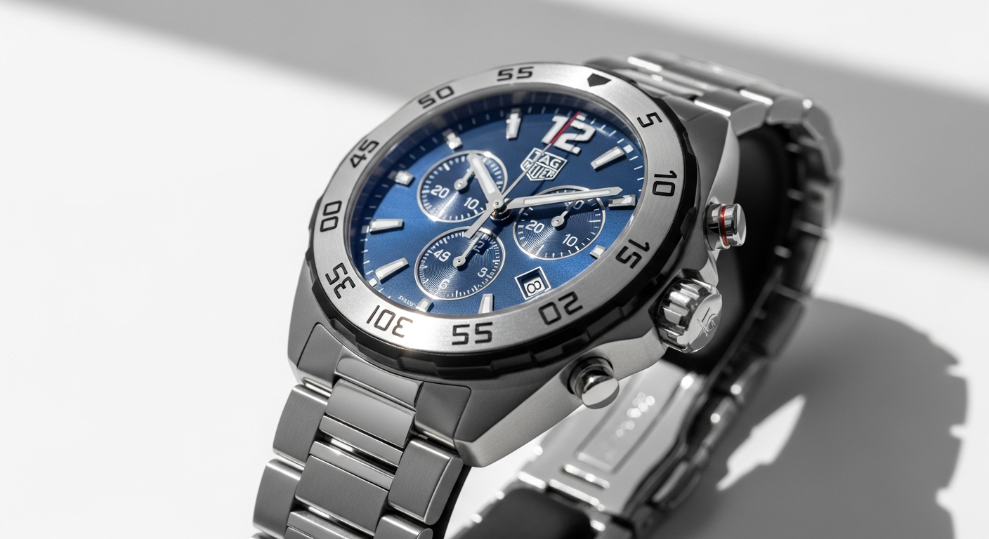 TAG Heuer Formula 1 Blue Steel Chronograph watch with striking blue dial and stainless steel case