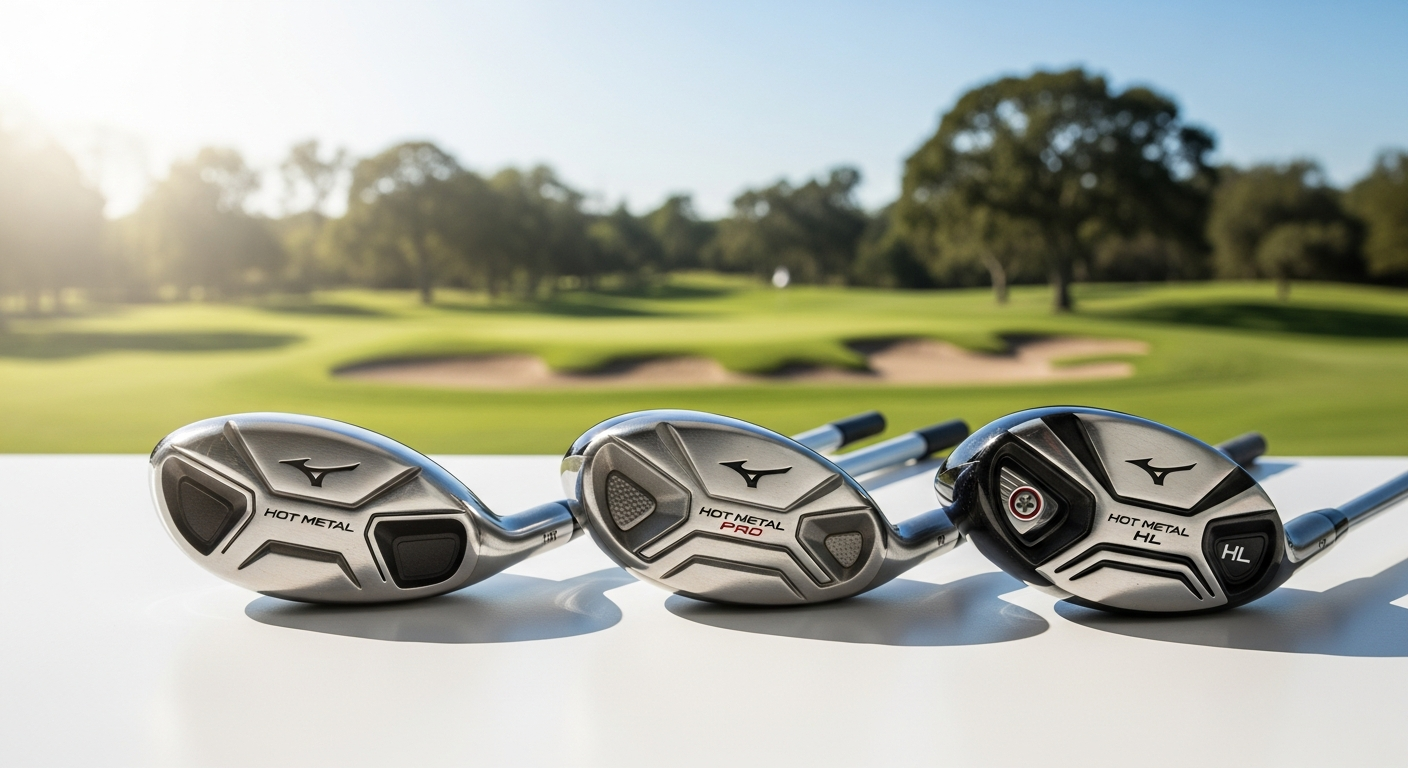 Mizuno JPX925 Hot Metal golf irons displayed showing three distinct models
