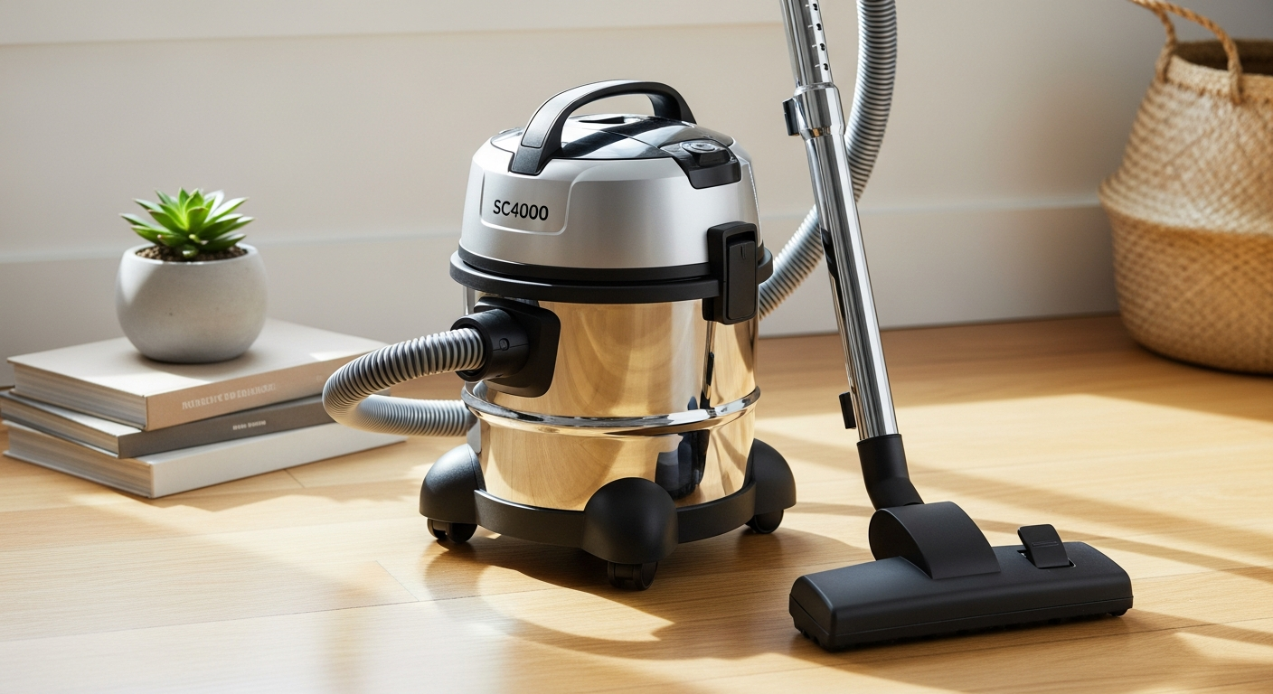 DeubaXXL SC4000 Wet/Dry Vacuum Cleaner displayed in modern apartment living room