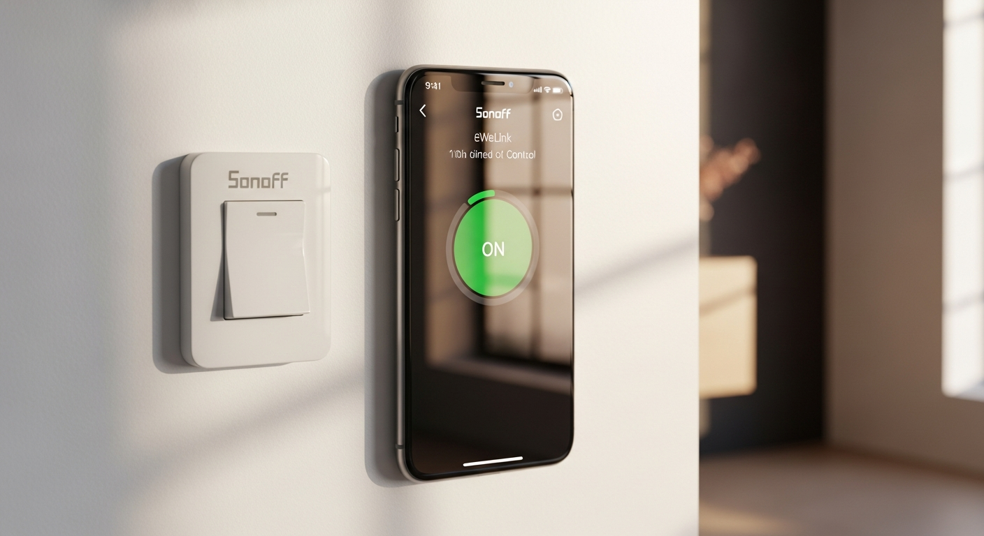 Sonoff Basic R2 WiFi smart switch device on white background