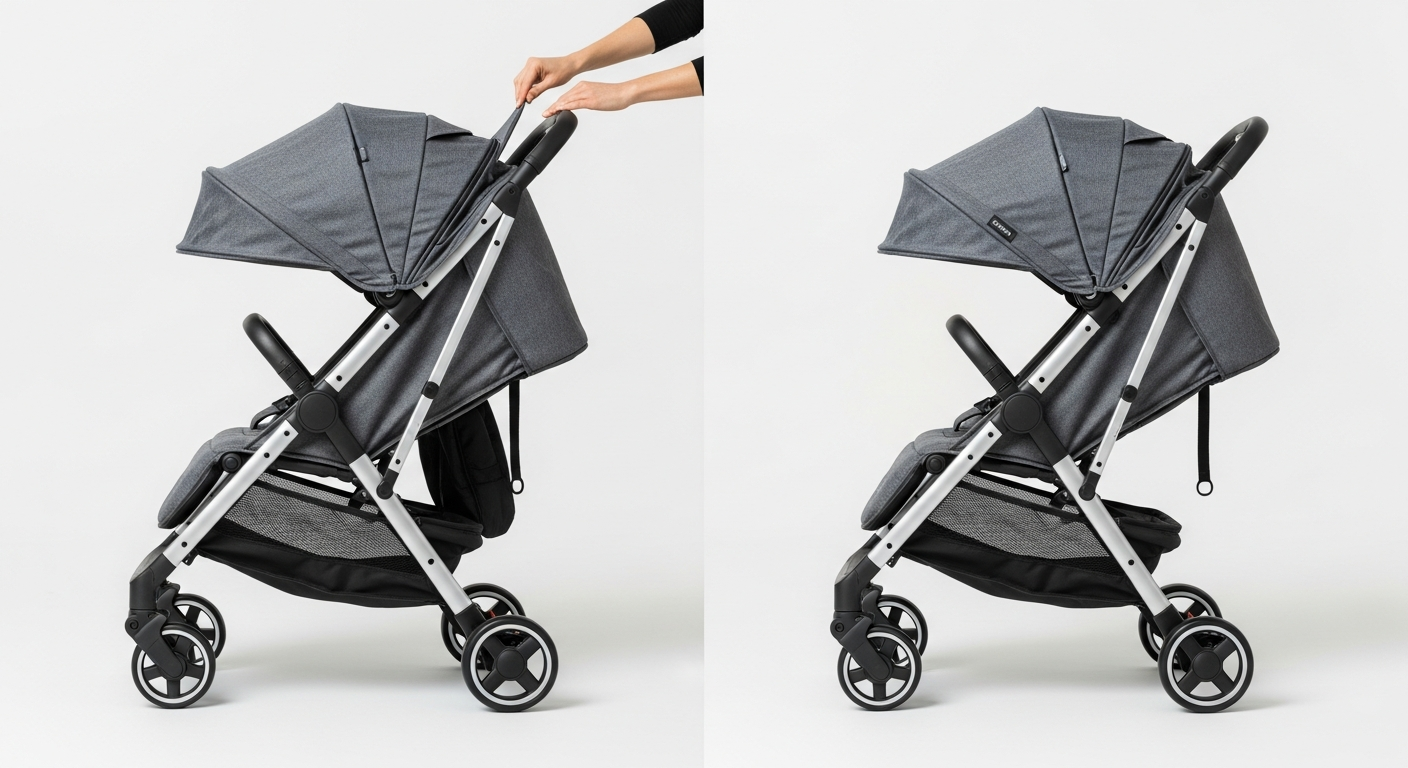 Joolz Aer+ lightweight travel stroller folded compact for airport overhead bin storage