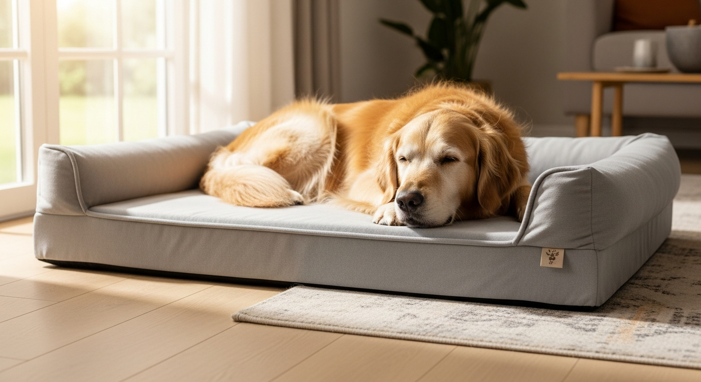 Knuffelwuff orthopedic dog bed with memory foam for senior dogs with joint pain and arthritis support
