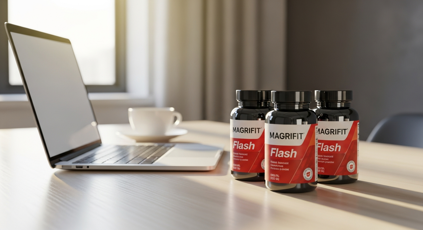 Magrifit Flash weight management supplement bottle with natural ingredients displayed