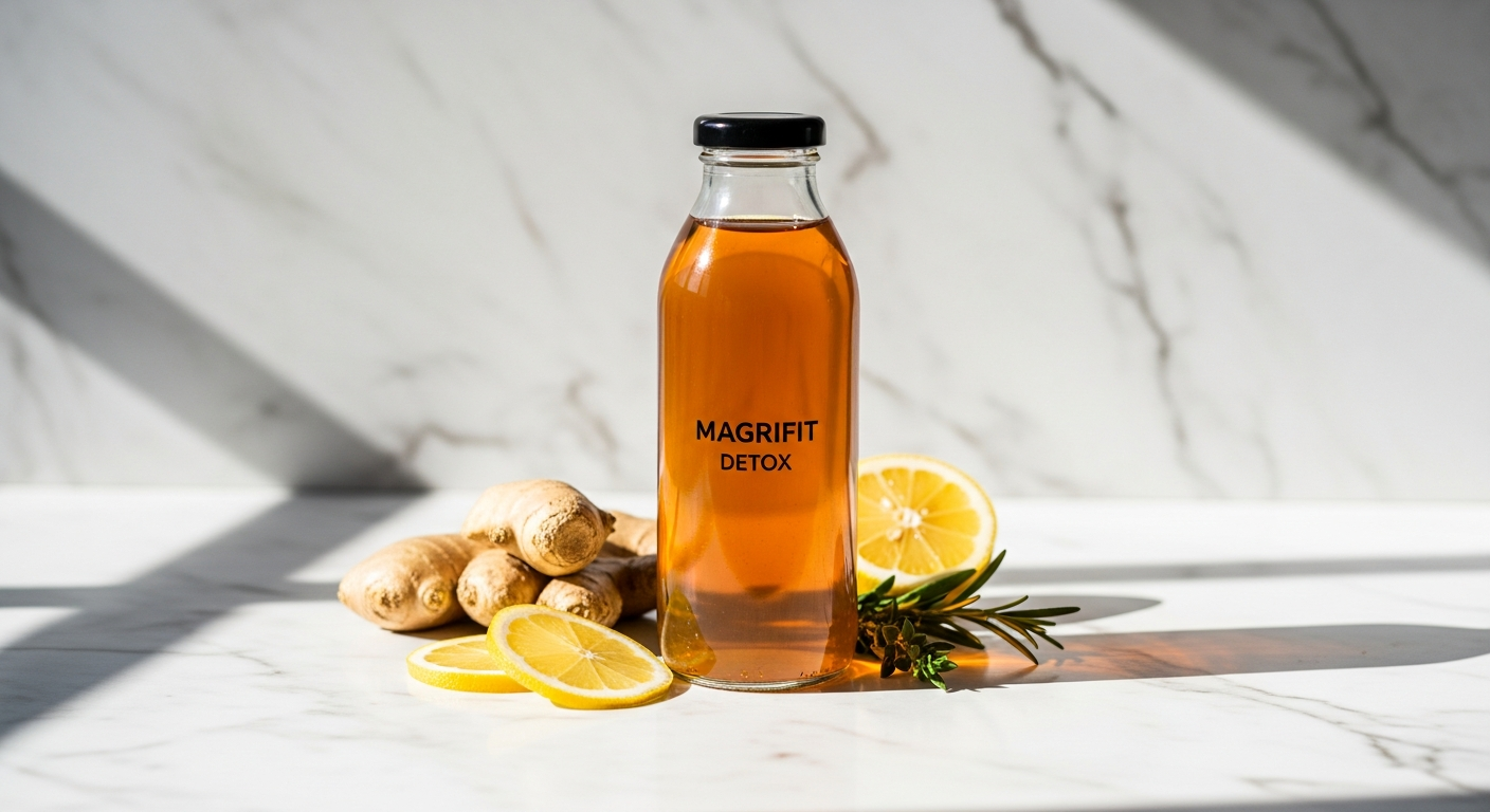 Naturadika Magrifit Detox sachet powder with natural plant ingredients displayed