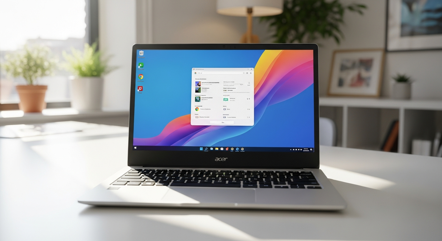 Refurbished Acer Chromebook 11 C732T-C2CU laptop displayed on white background