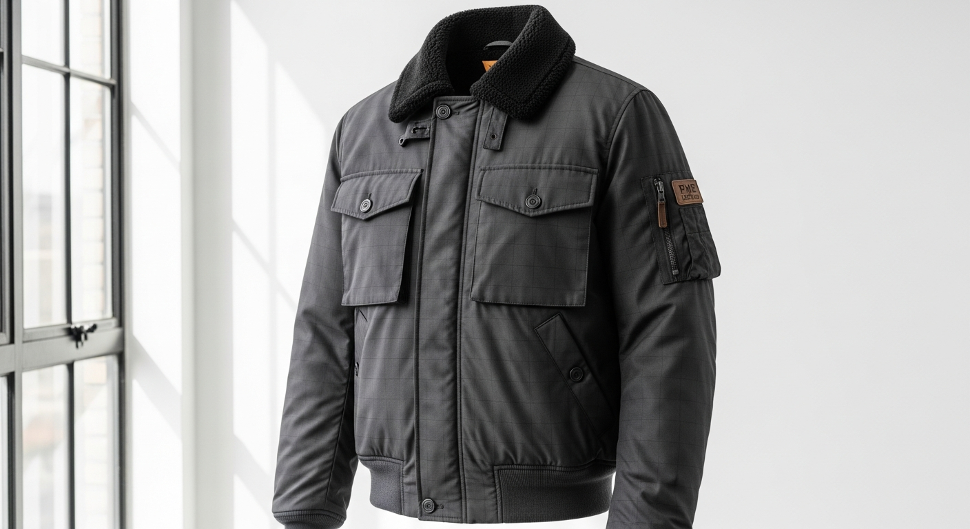 PME Legend Shadow Ripstop Flight Jacket in dark blue with cargo pockets and pre-shaped sleeves