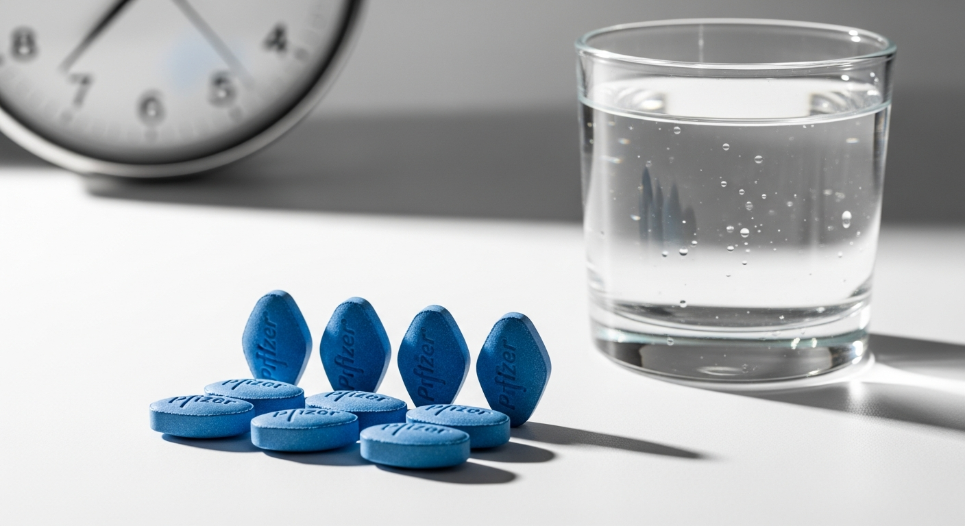Man reading guide about sildenafil tablets for erectile dysfunction treatment
