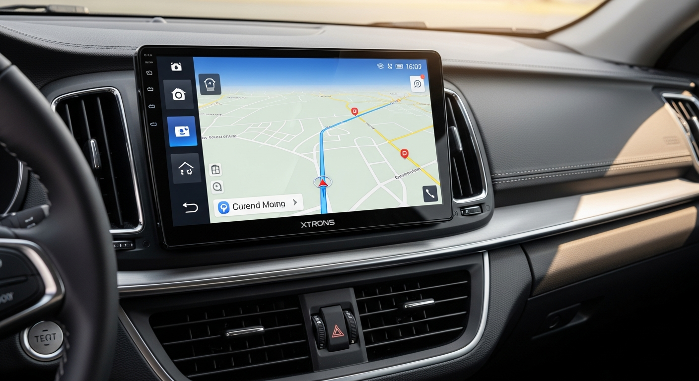 XTRONS DQ101L Android car stereo with 10.1 inch display installed in vehicle dashboard