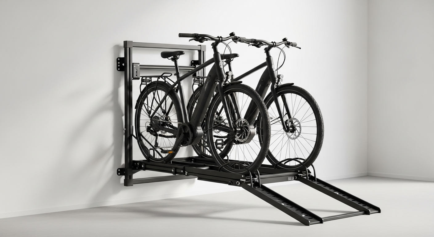 Young Electric 2-Bike Hitch E-bike Rack with Ramp mounted on vehicle