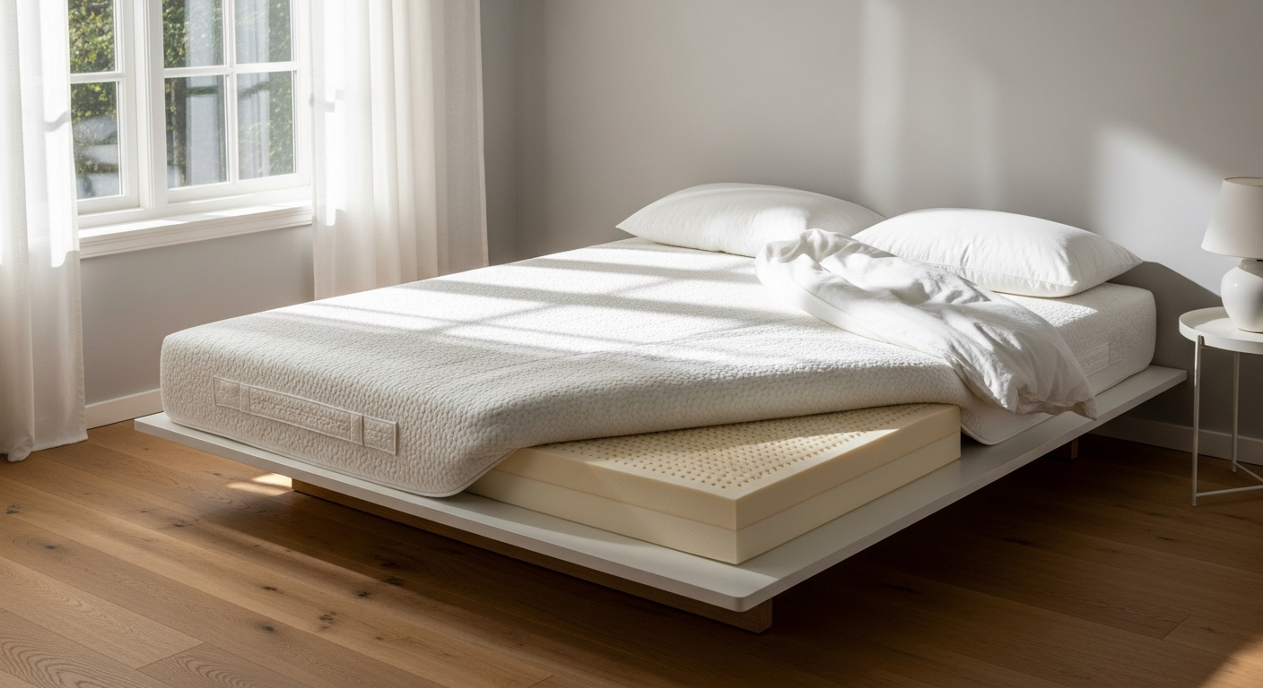 Alba Original Natural Latex Mattress displayed in a modern bedroom setting with eco-friendly decor