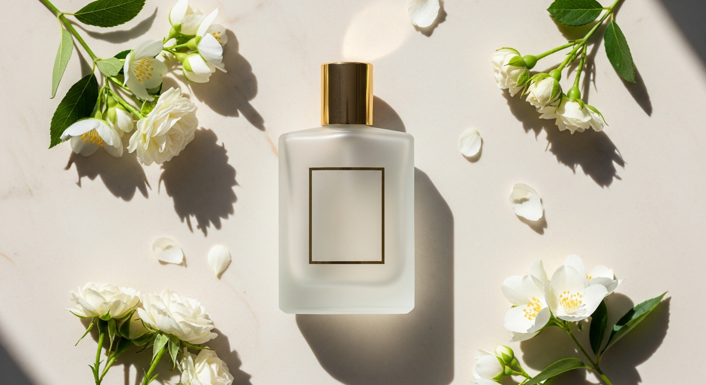 IDENTITY perfume bottle next to Glossier You fragrance comparison display