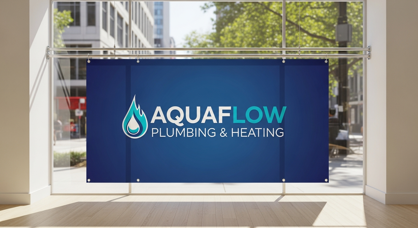 Custom vinyl banner displaying vibrant business promotion messaging outdoors