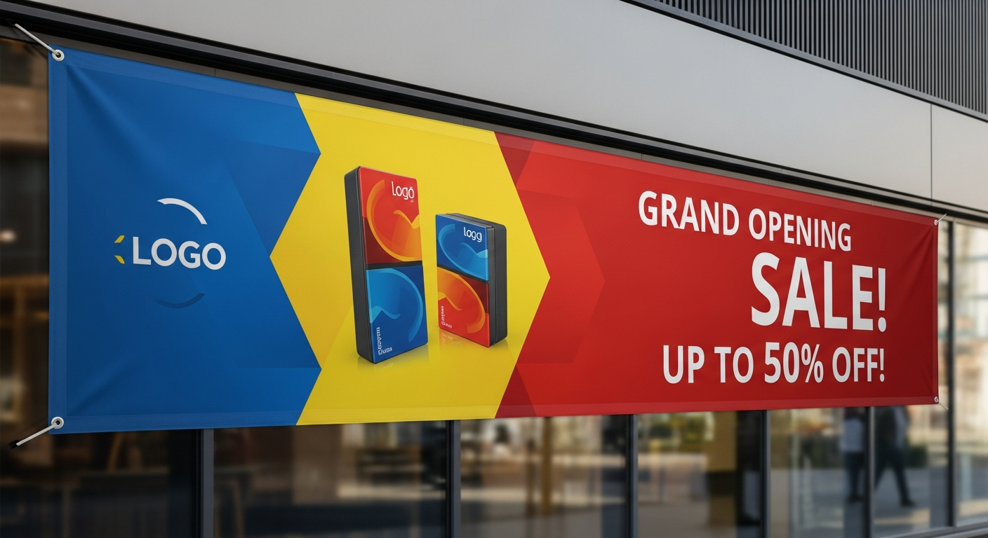 Custom vinyl banner displaying vibrant colors and professional printing for outdoor advertising