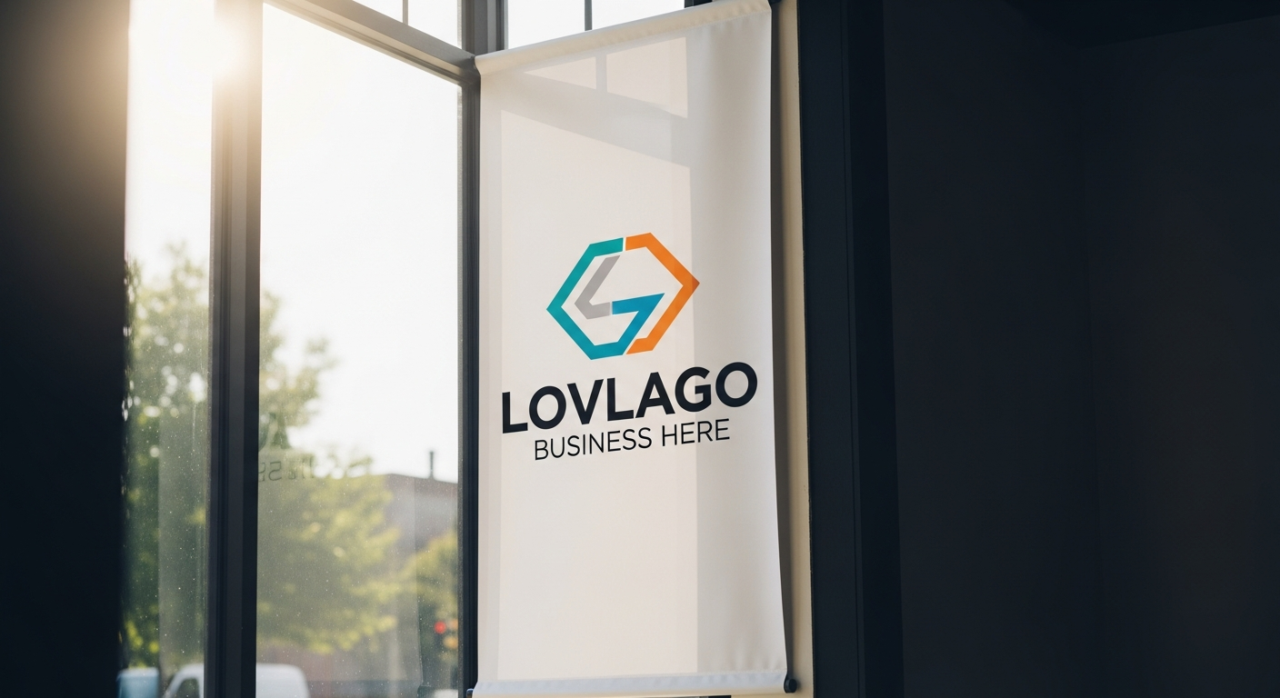 Custom vinyl banner displaying vibrant business advertising message on outdoor storefront