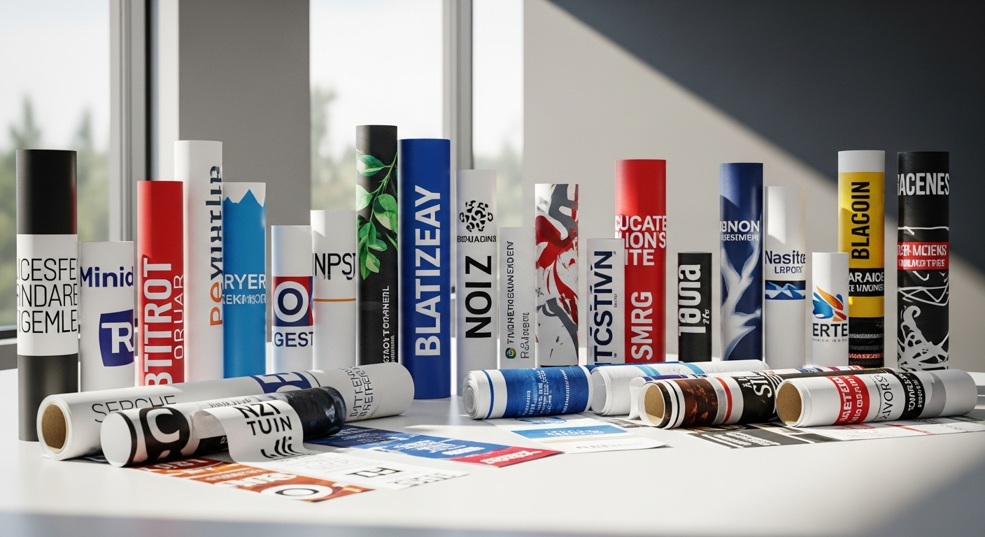 Custom vinyl banner displaying colorful business promotion text and graphics outdoors