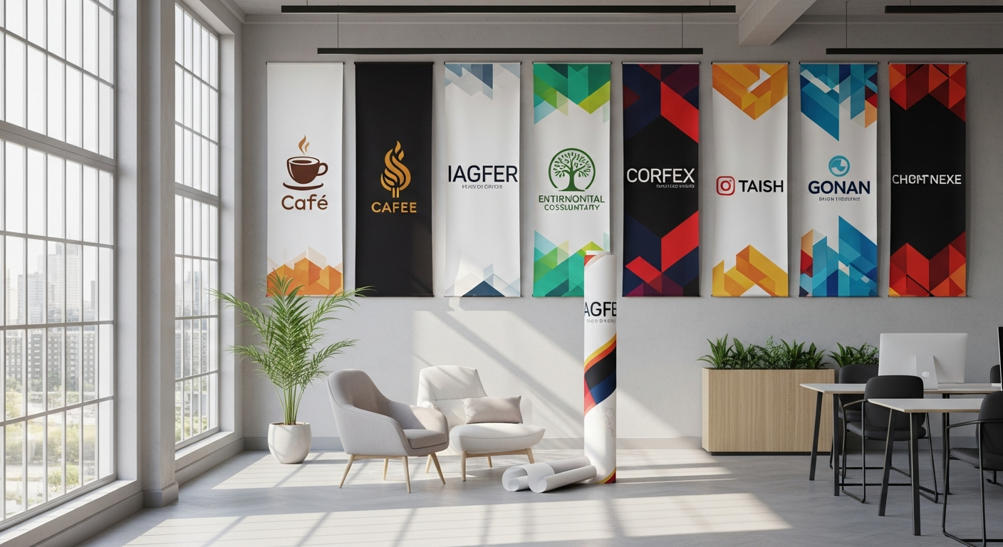 Custom vinyl banner displaying vibrant business promotion design with professional printing quality
