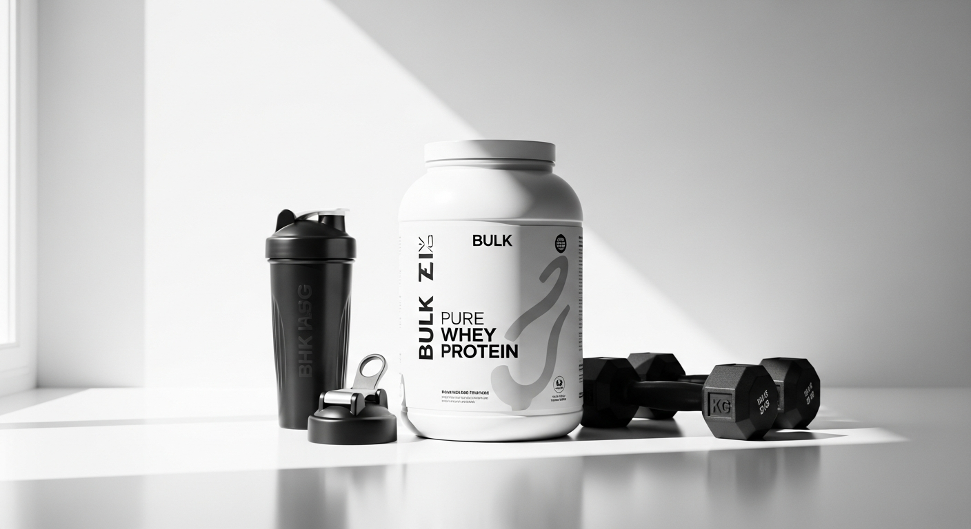 Bulk Pure Whey Protein Powder scoops with multiple flavor varieties displayed