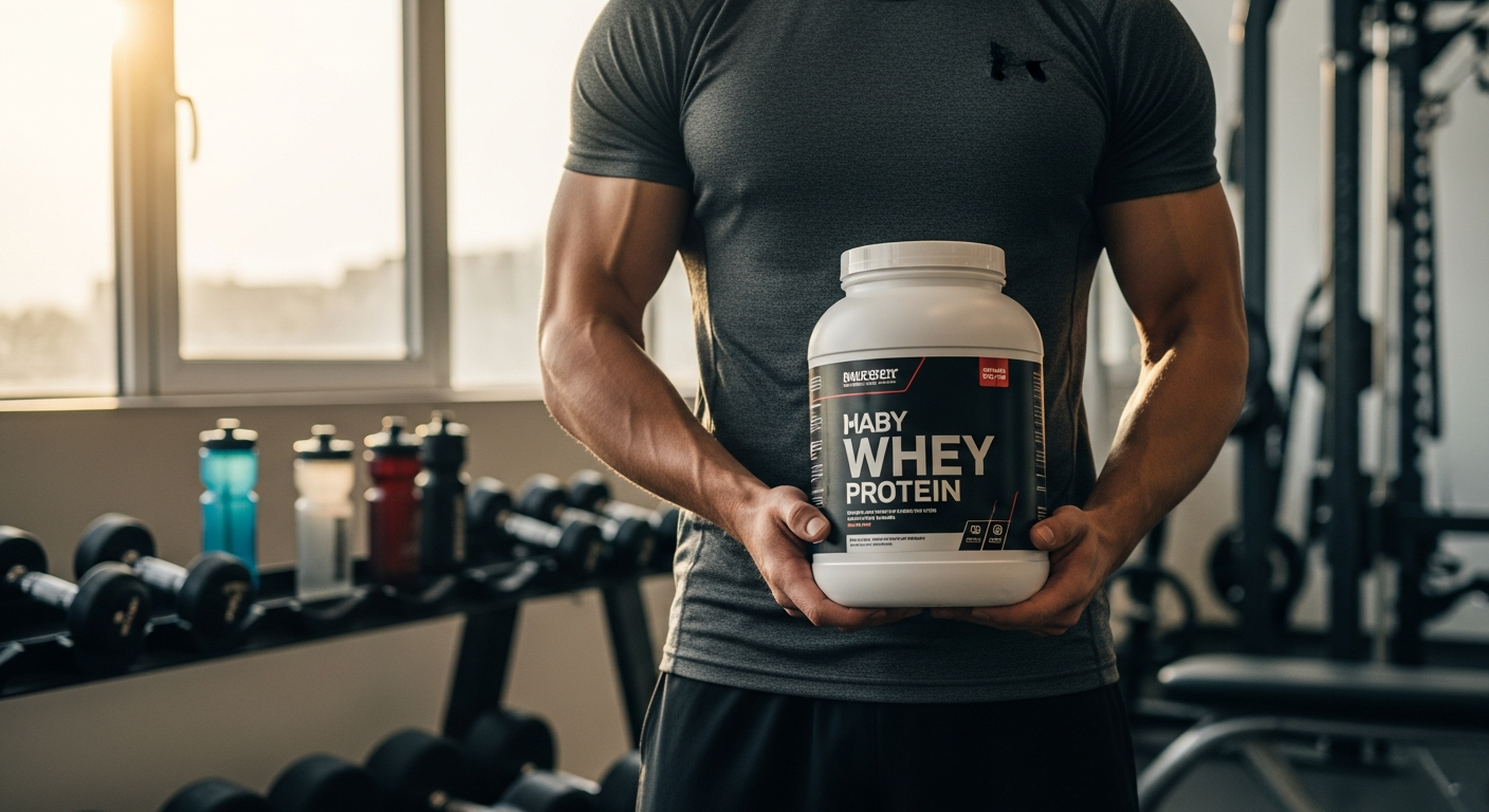 Bulk Pure Whey Protein Powder container with vanilla flavor displayed on white background