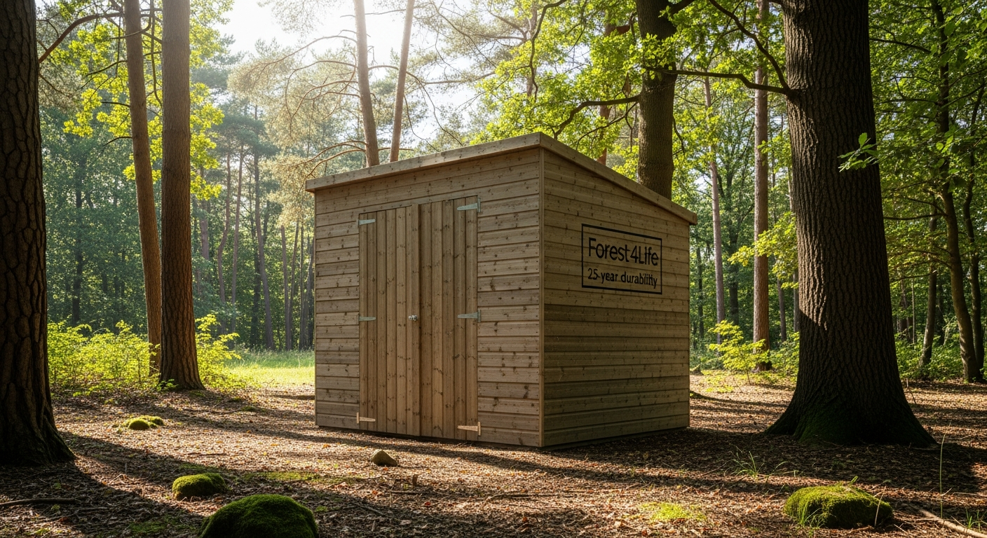 Forest 4Life 6x4 Apex Wooden Shed with apex roof and windows in garden setting