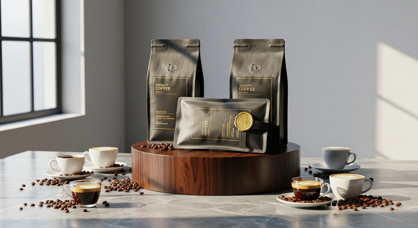 Award-winning coffee beans in a premium subscription box with competition medals