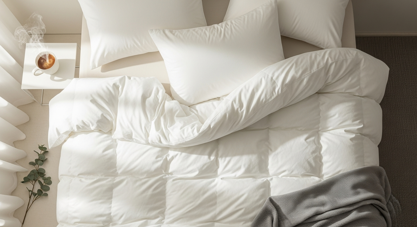 Dalfilo Premium Cotton Duvet Cover Bundle in neutral tone on luxury bed setup