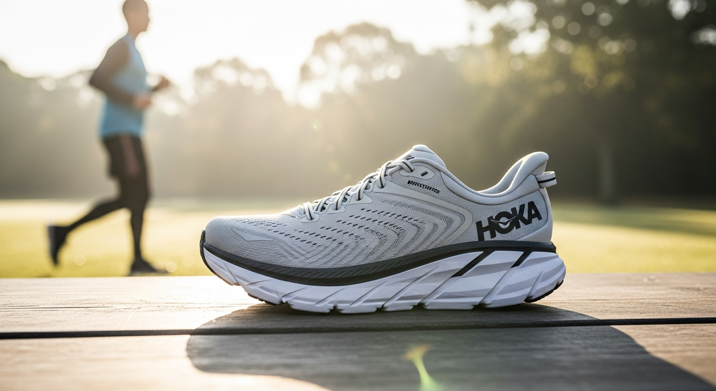 Hoka Clifton Pro running shoe displayed on white background showing cushioned midsole
