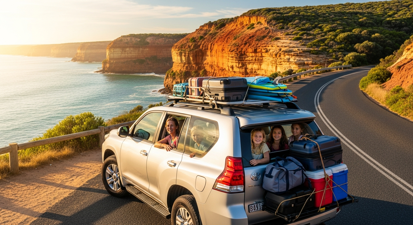 Family enjoying spacious SUV interior during Australian road trip adventure