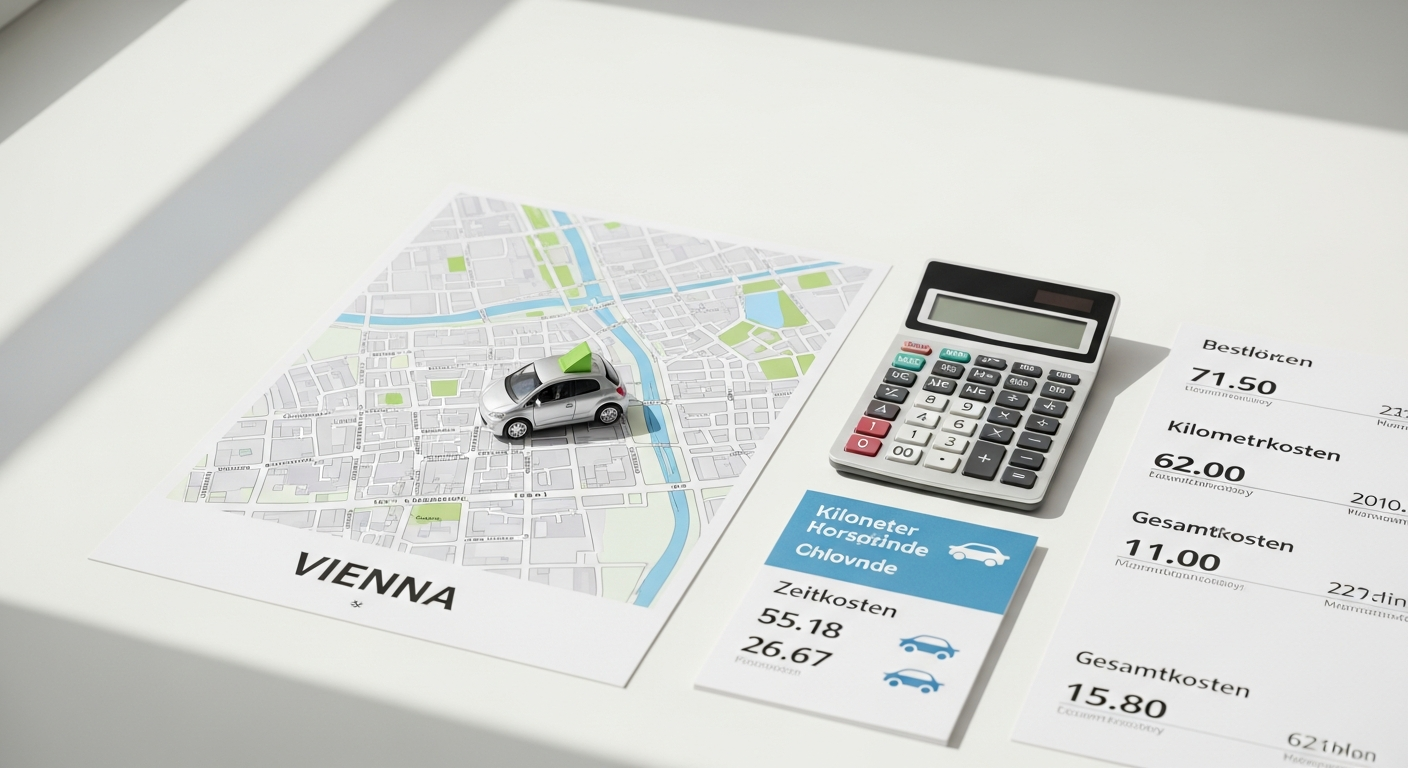 Free2move Vienna car-sharing app interface showing available vehicles and pricing options