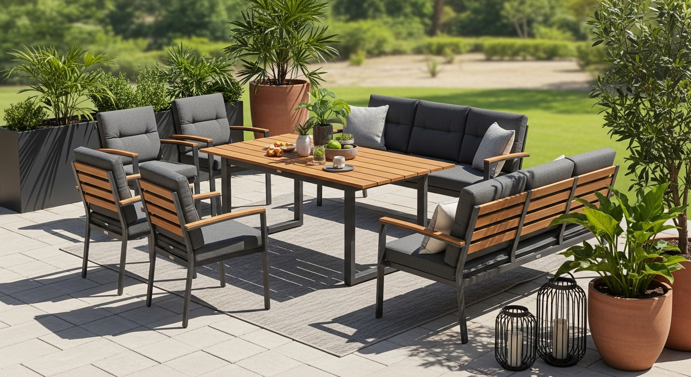 YODOLLA 7-piece outdoor patio furniture set with rattan chairs and glass table