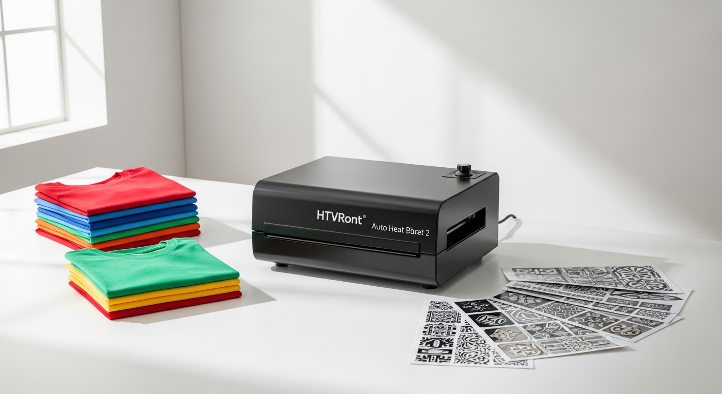 HTVRont Auto Heat Press 2 machine with digital display and pull-out drawer for crafting