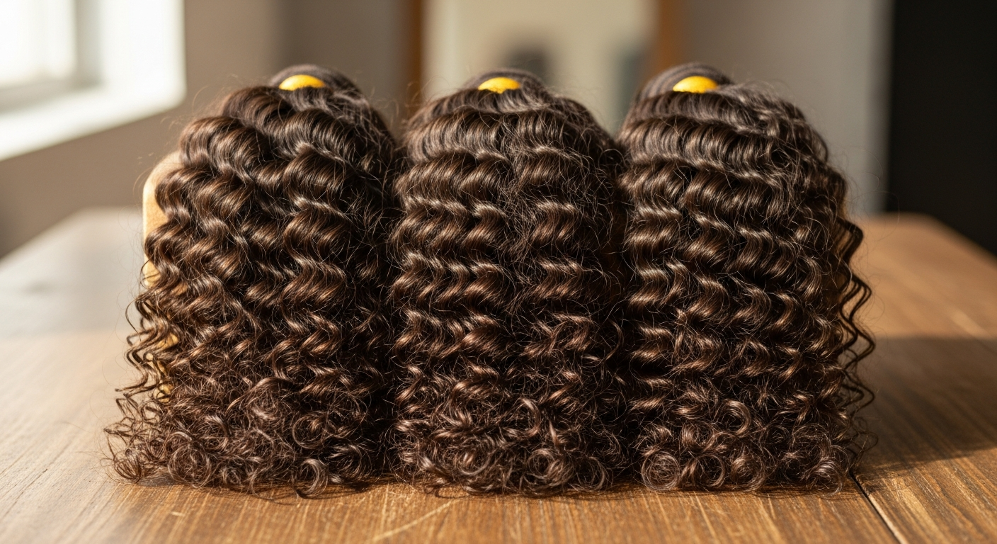 ISEE HAIR Mongolian Kinky Curly hair bundles displaying natural black spiral curl texture and volume