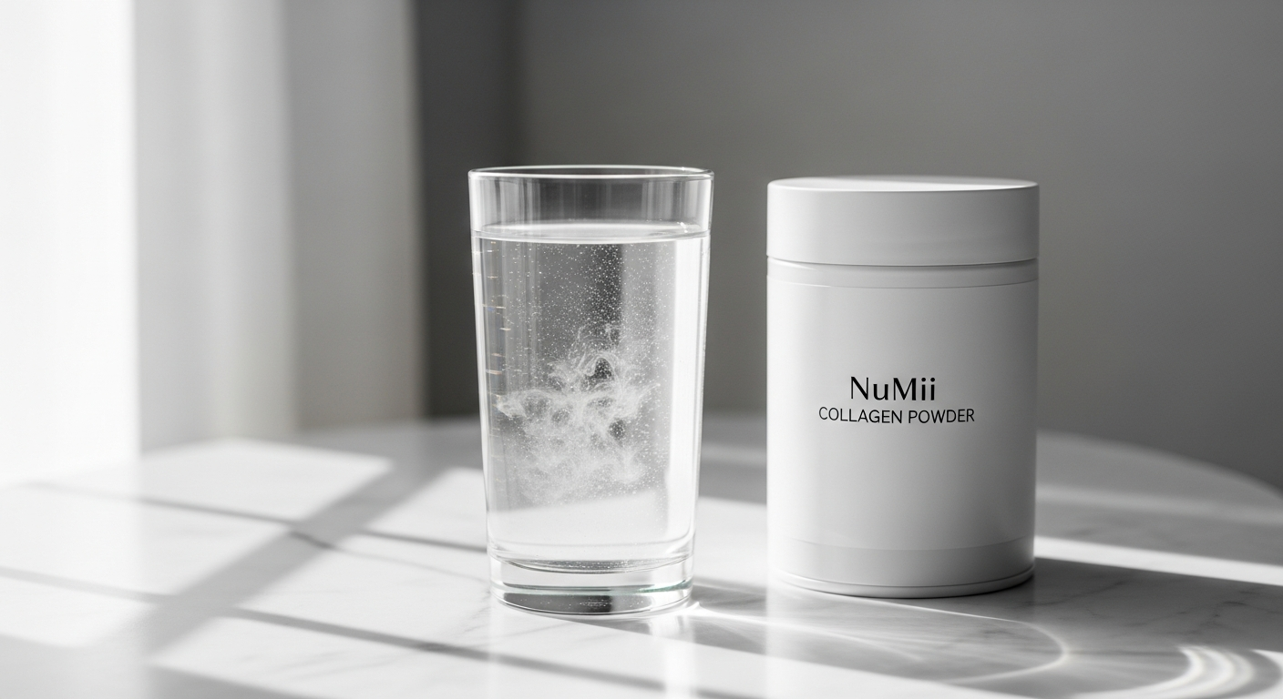 NuMii Tri-Peptide Collagen Powder container with grass-fed bovine collagen supplement