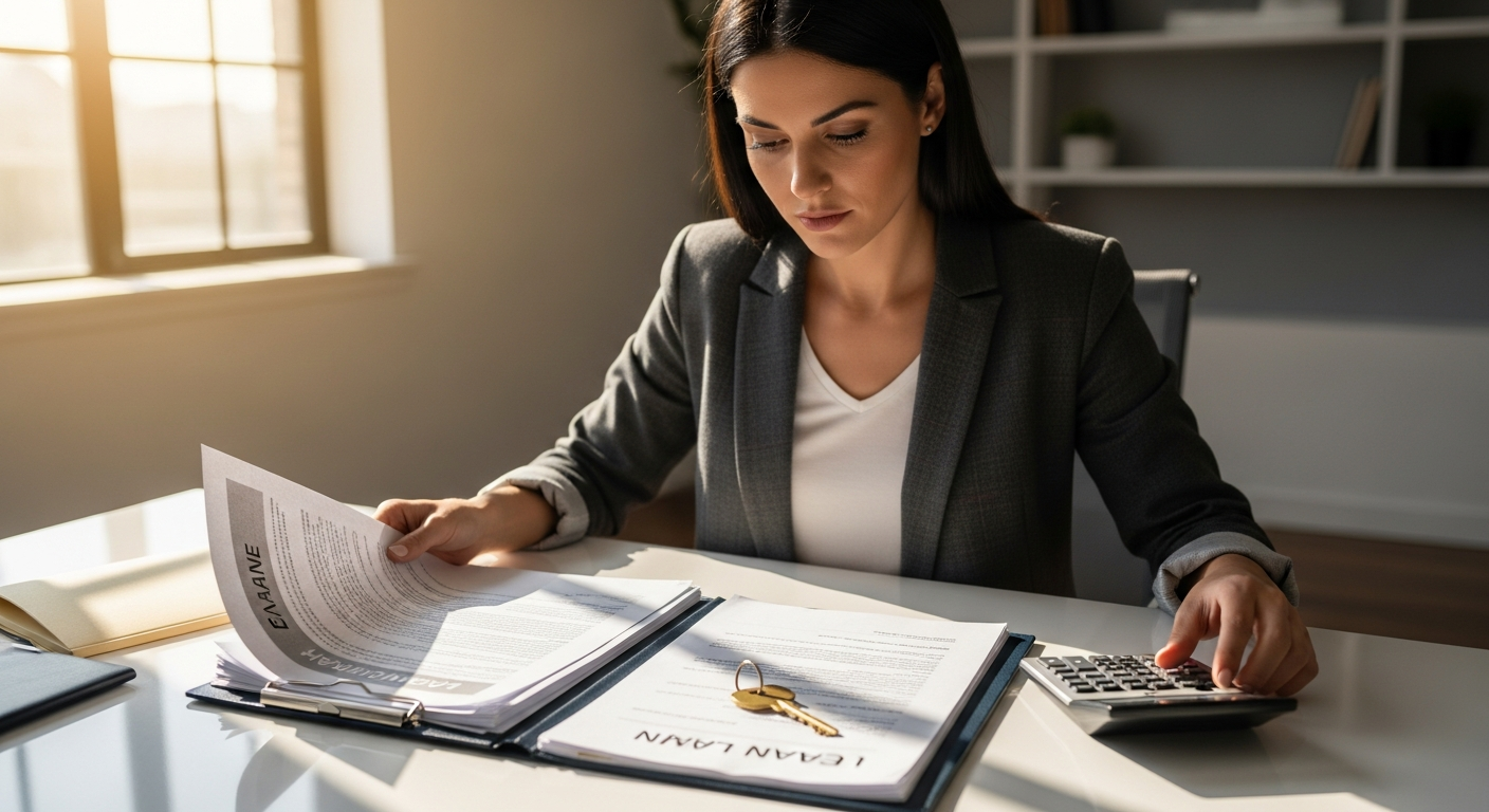 Homeowner reviewing secured loan options on laptop with house keys visible