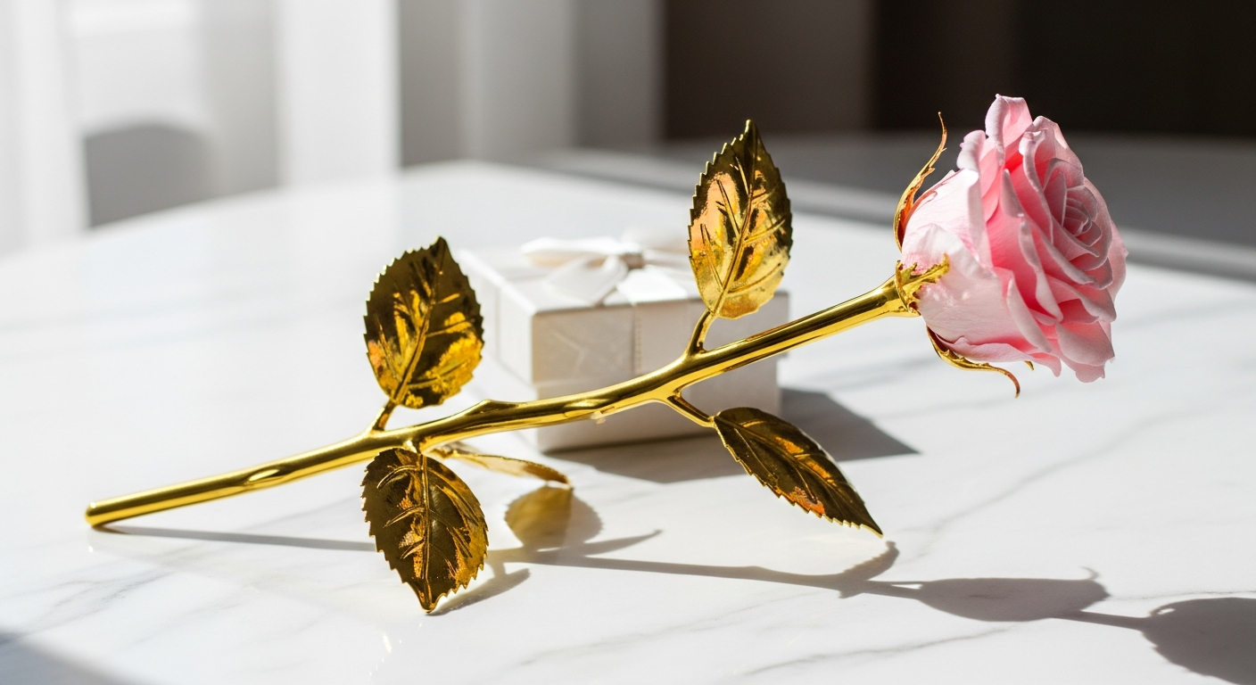11-inch personalized 24k gold rose with engraved details for golden anniversary