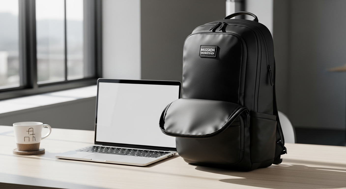 Mission Workshop Rhake backpack featuring a durable modular design for commuting, travel, cycling, and organized everyday carry