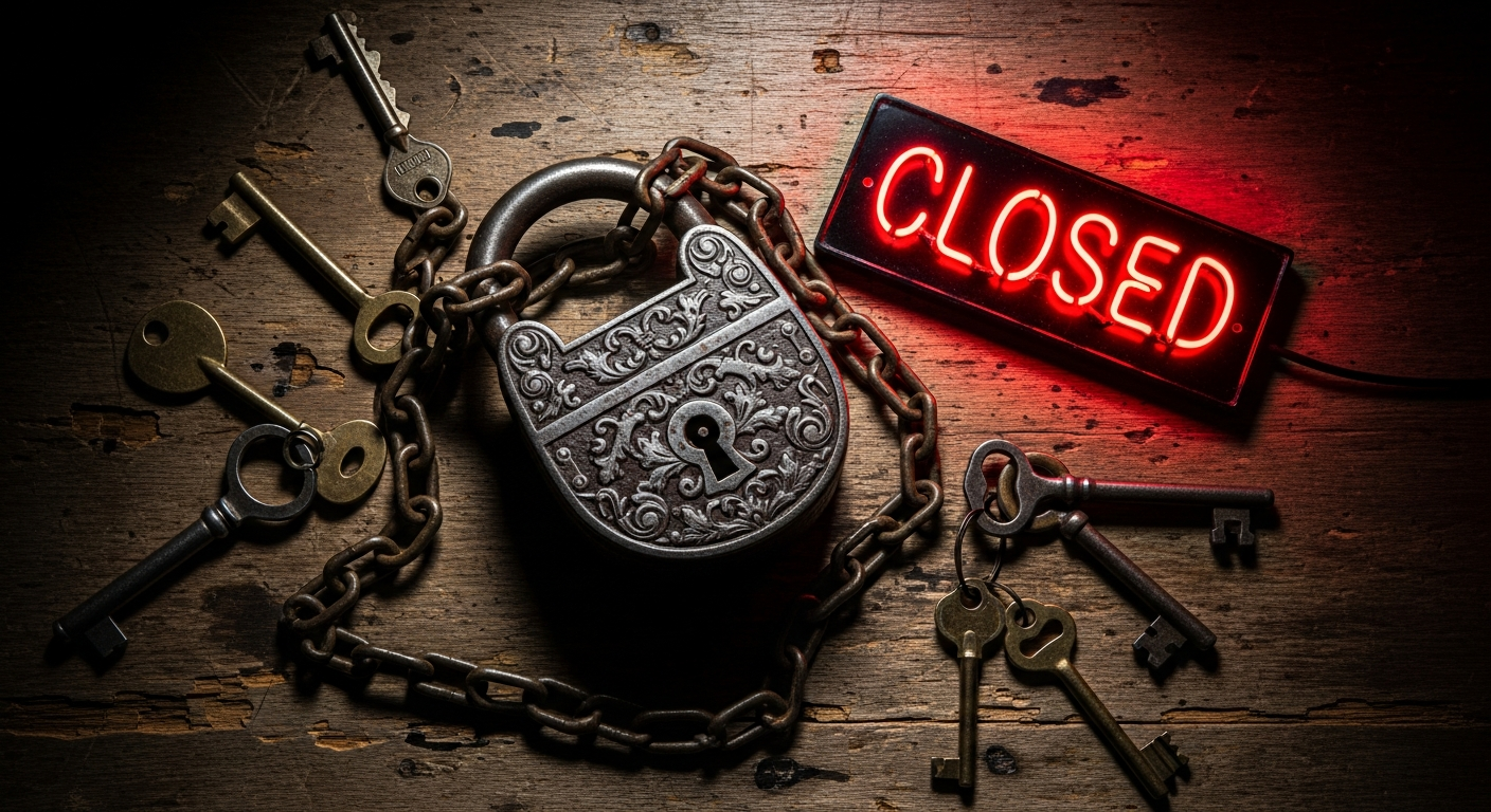 Houdini escape room with vintage locks, handcuffs, and mysterious props