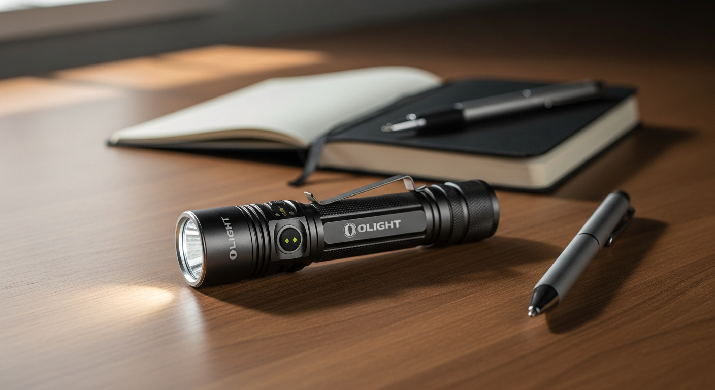 Olight Arkfeld Pro EDC flashlight flat design pocket light product display
