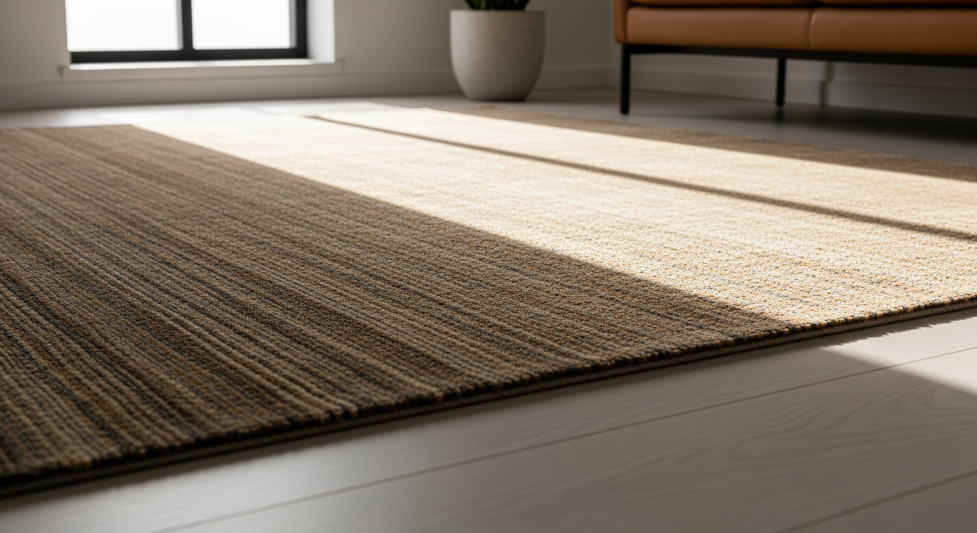 Acsento Lipari Terra modern area rug in neutral terra tones displayed in contemporary living room