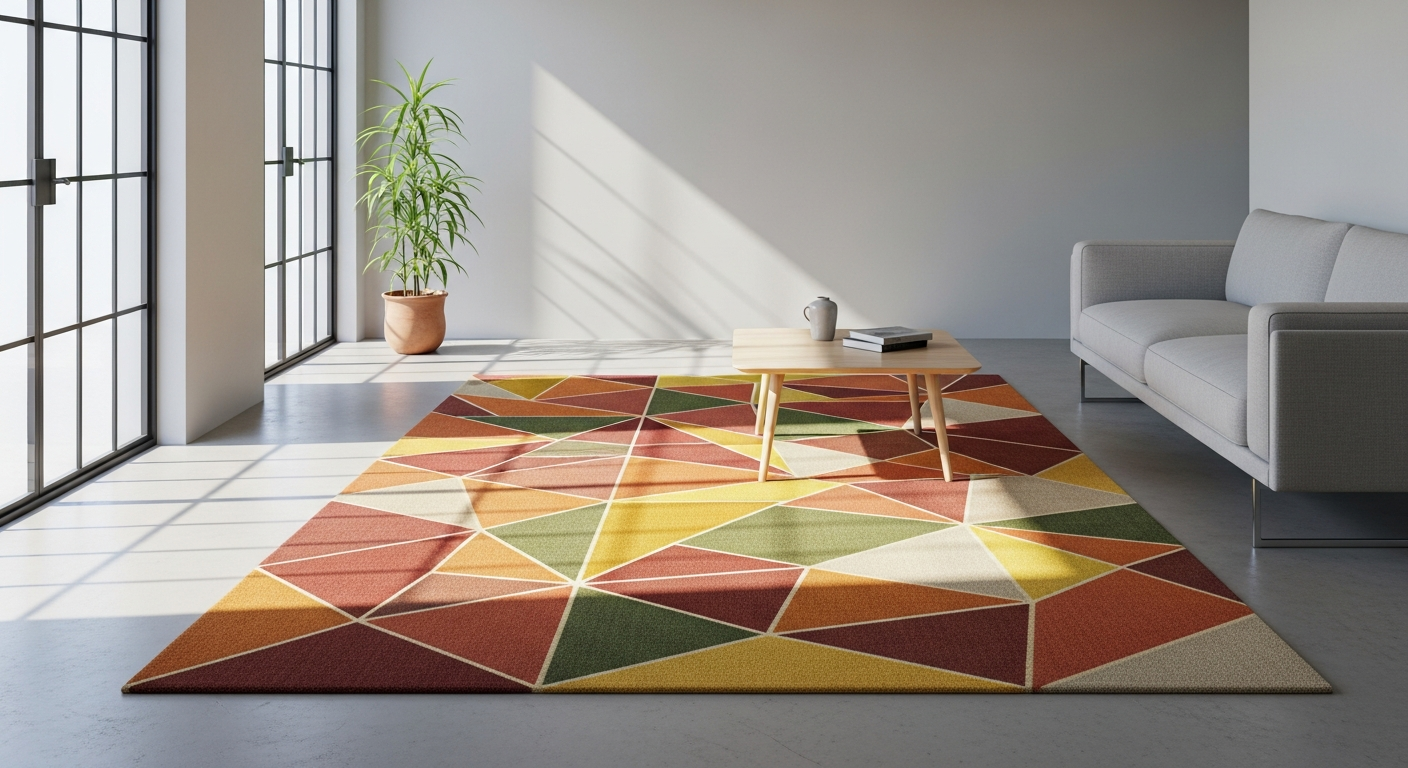 Acsento Lipari Terra modern wool cotton rug with geometric Jacquard pattern