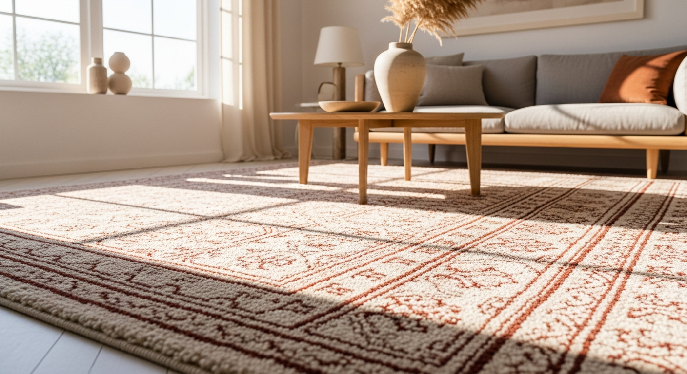 Acsento Lipari Terra hand-tufted wool rug with terra-tone abstract pattern design