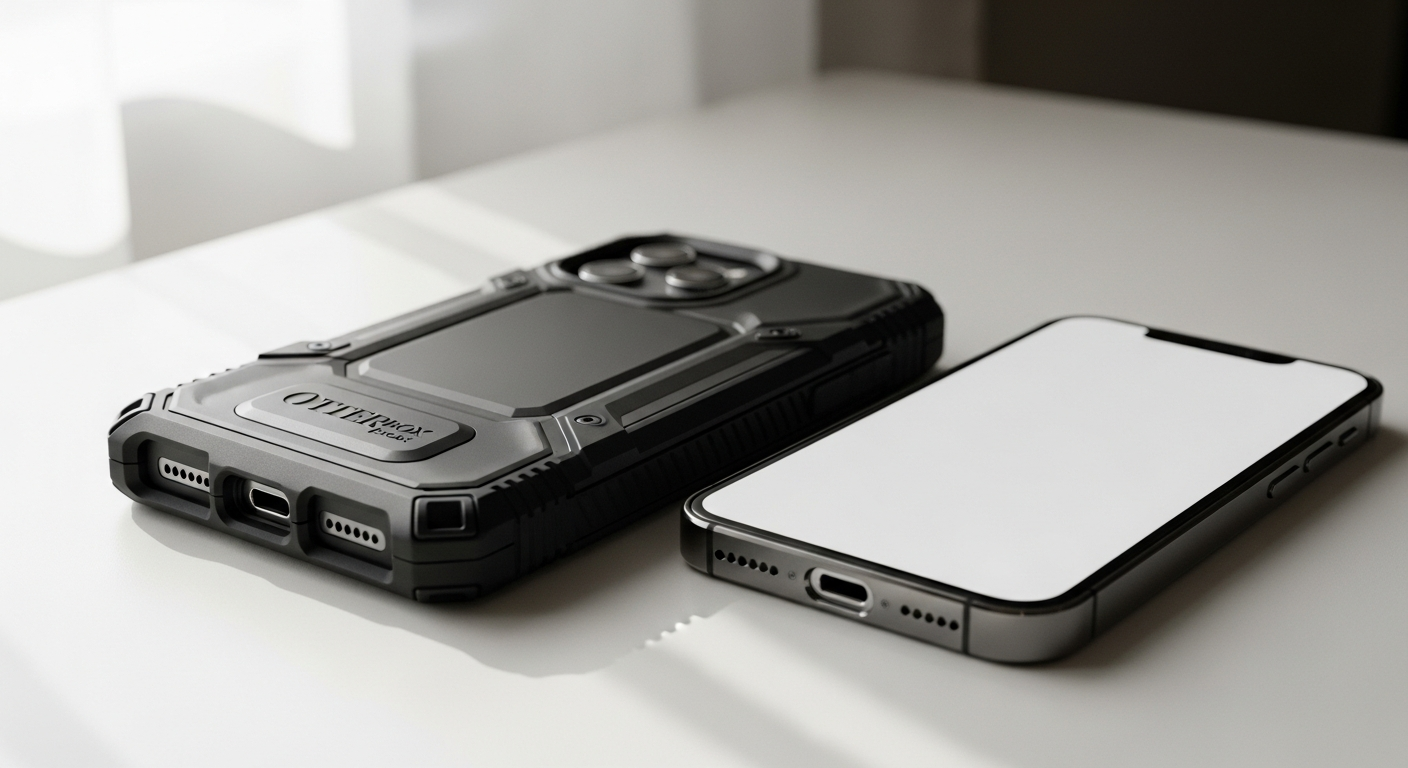 OtterBox Defender Series rugged phone case showing multi-layered protective construction and textured grip design