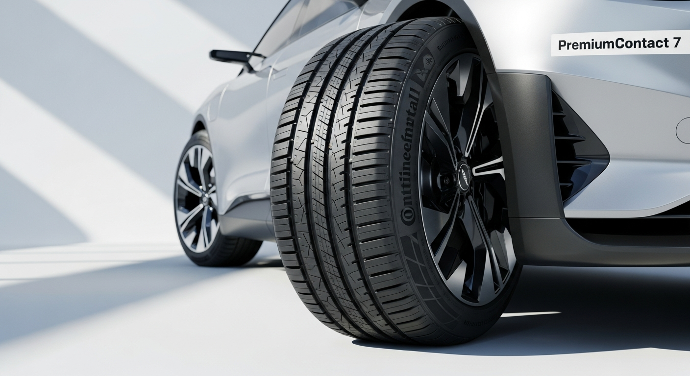 Continental PremiumContact 7 summer tire mounted on electric vehicle wheel