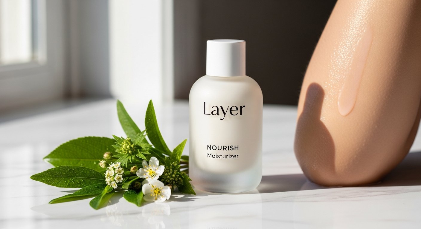 Woman applying SAINT Jō NOURISH Daily Hyaluronic Acid Moisturizer to face