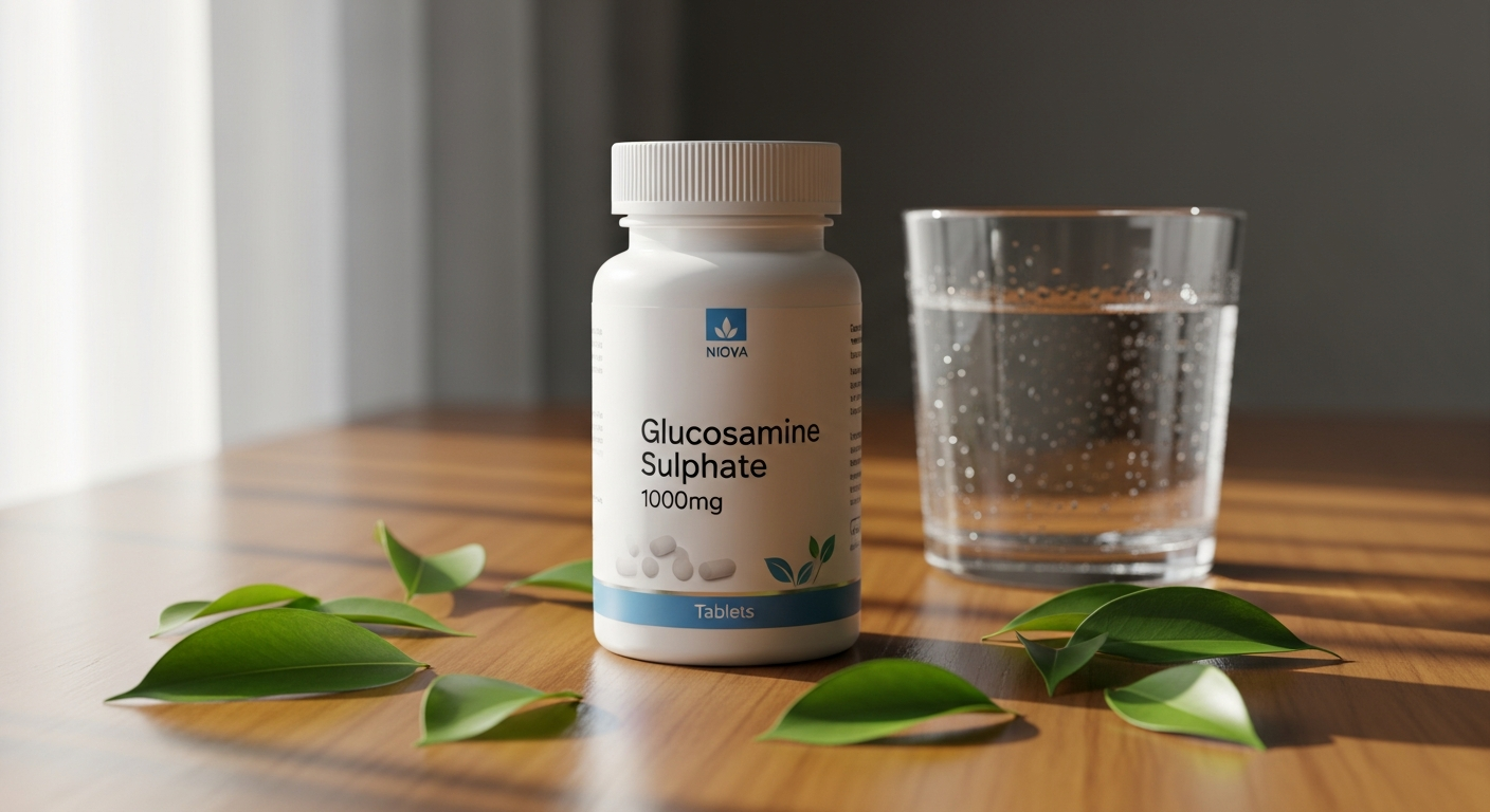 Simply Supplements Glucosamine Sulphate 1000mg tablets in white bottle with blue label