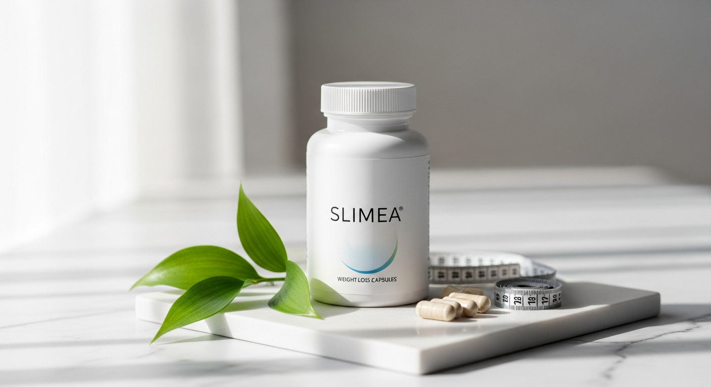 Slimea Weight Loss Capsules 60-day supply package with natural ingredients displayed