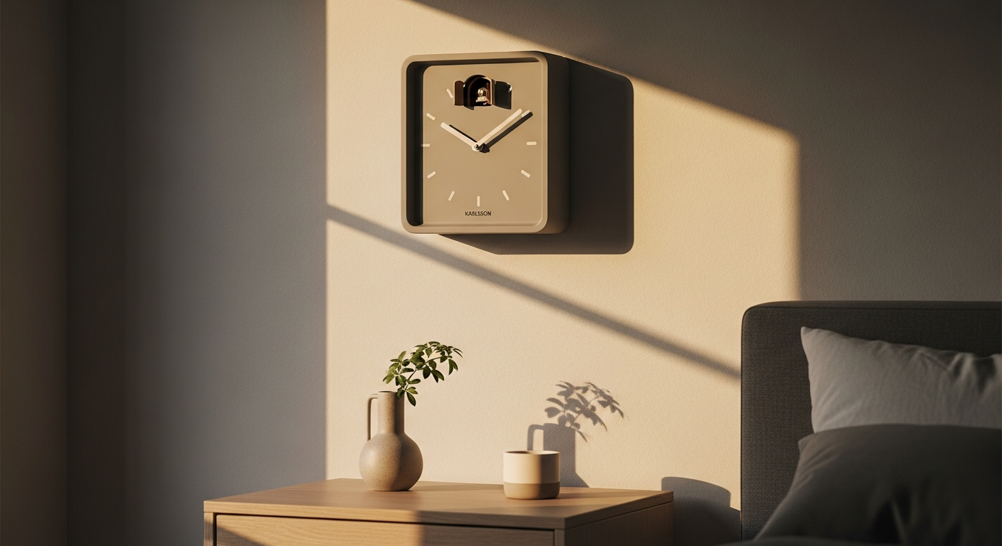 Modern minimalist house-shaped cuckoo wall clock with sleek design