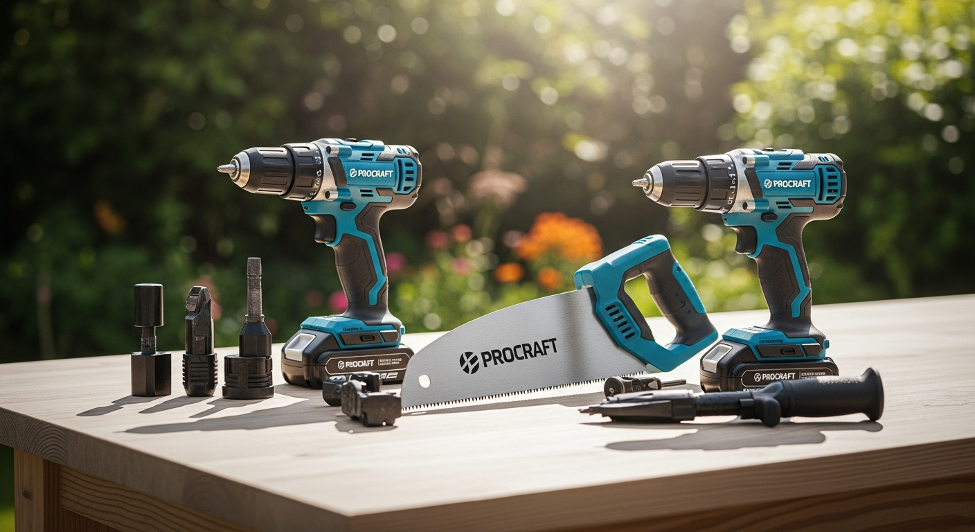 Procraft PS210SET cordless garden tool set with chainsaw and shears