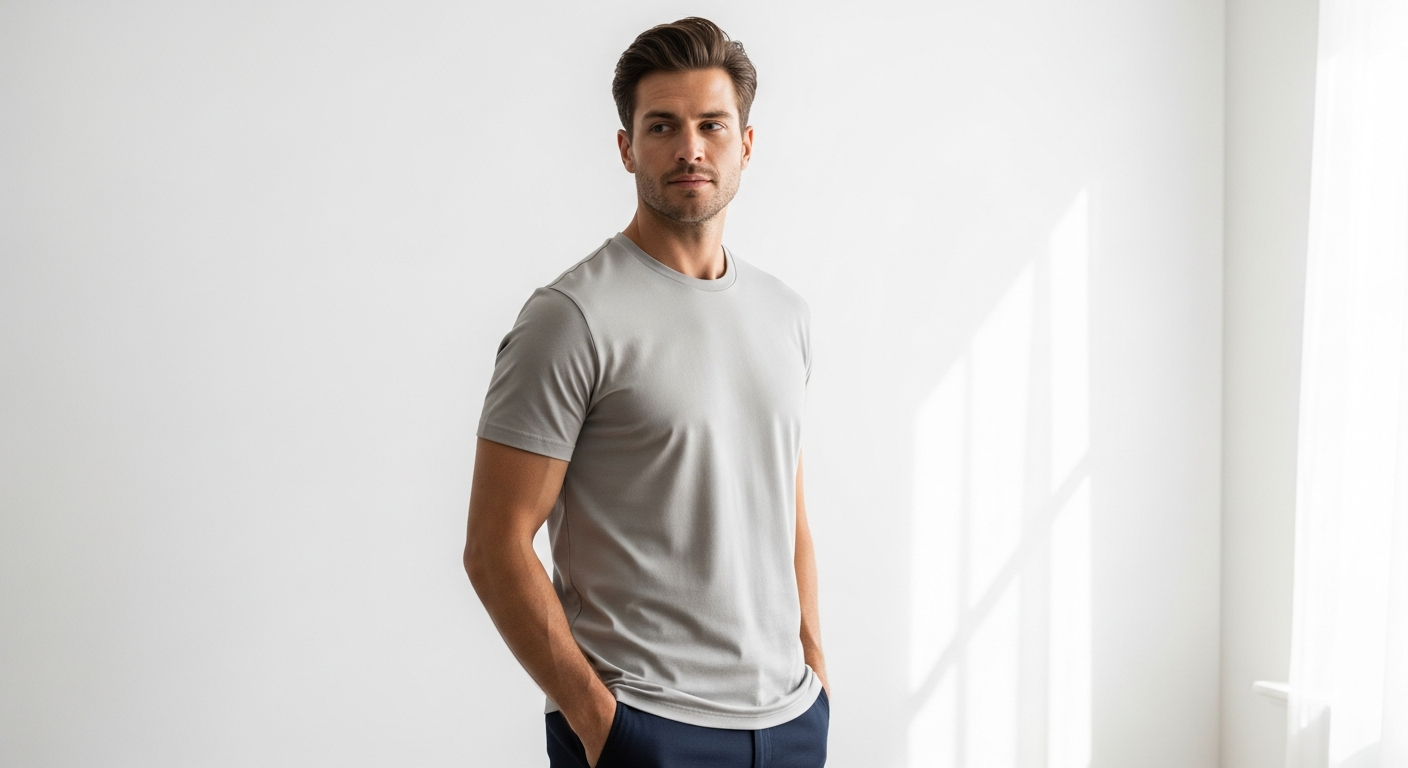 True Classic Men's Slim Fit Crew Neck T-Shirt displayed on model showing athletic fit design